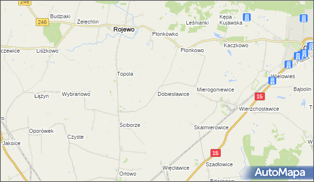 mapa Dobiesławice gmina Rojewo, Dobiesławice gmina Rojewo na mapie Targeo