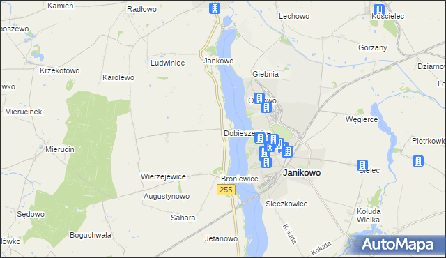 mapa Dobieszewice, Dobieszewice na mapie Targeo