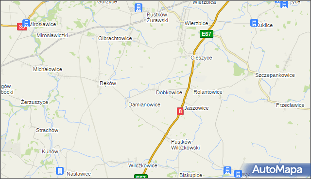 mapa Dobkowice gmina Kobierzyce, Dobkowice gmina Kobierzyce na mapie Targeo