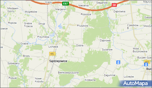 mapa Dobra gmina Sędziejowice, Dobra gmina Sędziejowice na mapie Targeo