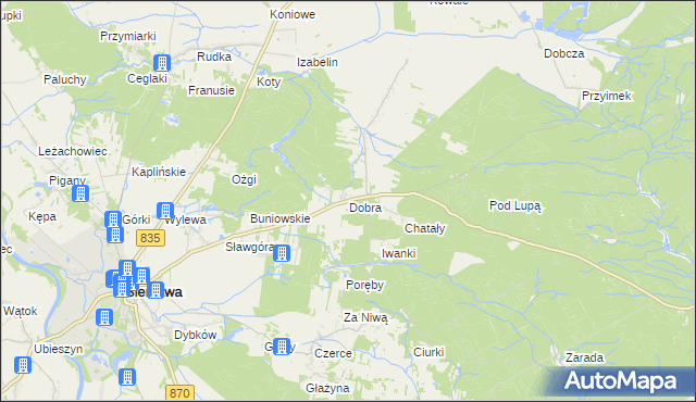 mapa Dobra gmina Sieniawa, Dobra gmina Sieniawa na mapie Targeo