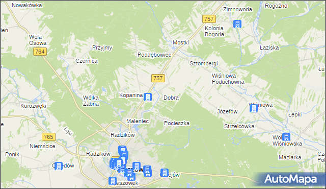 mapa Dobra gmina Staszów, Dobra gmina Staszów na mapie Targeo