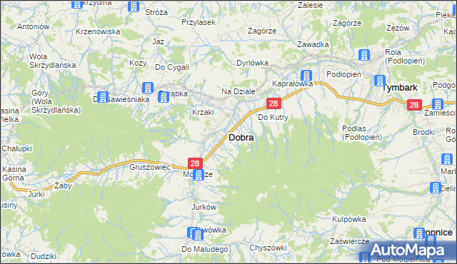 mapa Dobra powiat limanowski, Dobra powiat limanowski na mapie Targeo