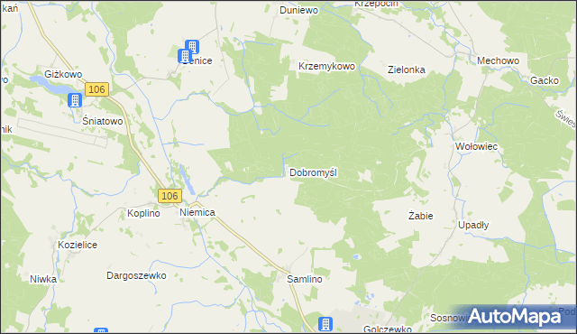 mapa Dobromyśl gmina Golczewo, Dobromyśl gmina Golczewo na mapie Targeo