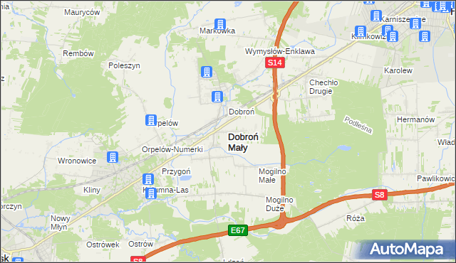 mapa Dobroń Mały, Dobroń Mały na mapie Targeo