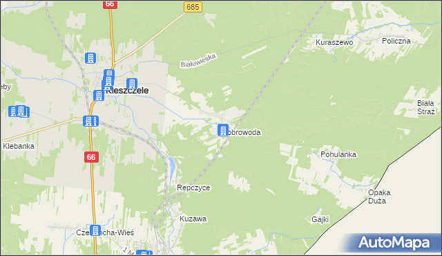 mapa Dobrowoda gmina Kleszczele, Dobrowoda gmina Kleszczele na mapie Targeo