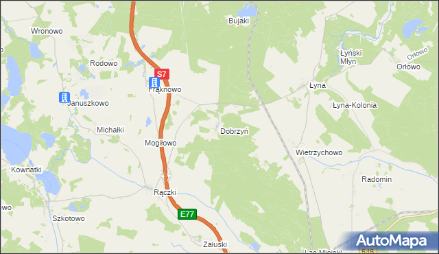 mapa Dobrzyń gmina Nidzica, Dobrzyń gmina Nidzica na mapie Targeo