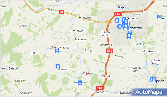 mapa Dołęgi, Dołęgi na mapie Targeo