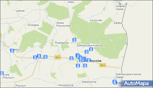 mapa Dołhobyczów-Kolonia, Dołhobyczów-Kolonia na mapie Targeo