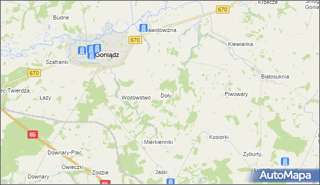 mapa Doły gmina Goniądz, Doły gmina Goniądz na mapie Targeo