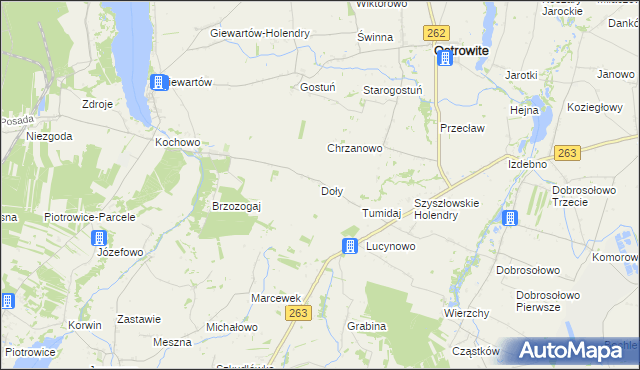 mapa Doły gmina Ostrowite, Doły gmina Ostrowite na mapie Targeo