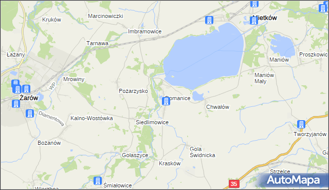mapa Domanice gmina Mietków, Domanice gmina Mietków na mapie Targeo