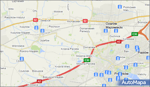 mapa Domaniewek gmina Brwinów, Domaniewek gmina Brwinów na mapie Targeo