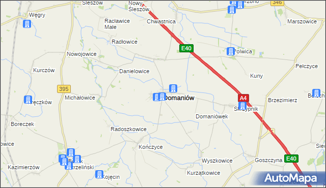 mapa Domaniów powiat oławski, Domaniów powiat oławski na mapie Targeo