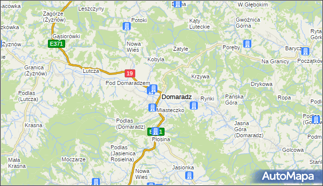 mapa Domaradz powiat brzozowski, Domaradz powiat brzozowski na mapie Targeo