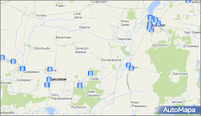 mapa Domaradzice gmina Jutrosin, Domaradzice gmina Jutrosin na mapie Targeo