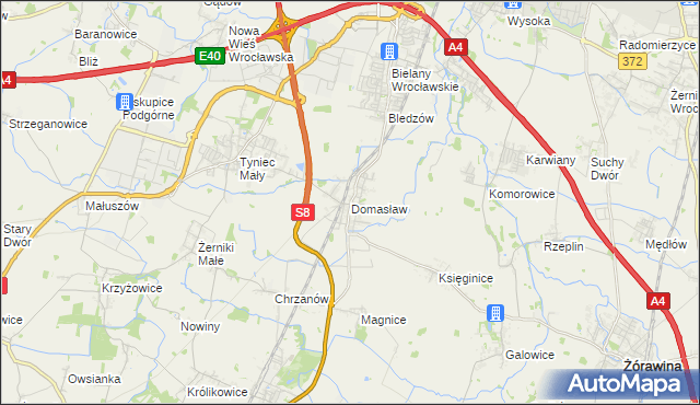 mapa Domasław, Domasław na mapie Targeo