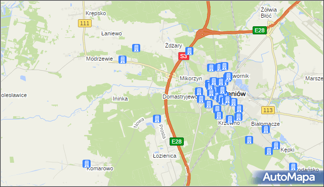 mapa Domastryjewo, Domastryjewo na mapie Targeo