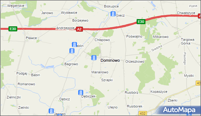 mapa Dominowo, Dominowo na mapie Targeo