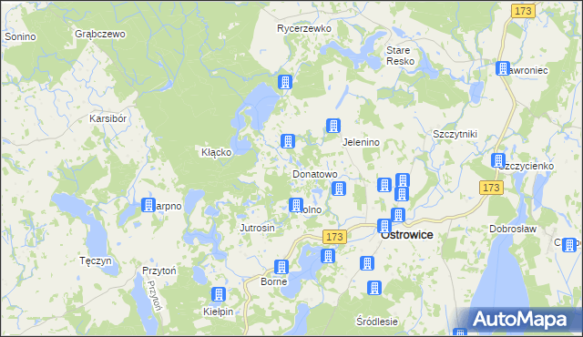 mapa Donatowo gmina Ostrowice, Donatowo gmina Ostrowice na mapie Targeo