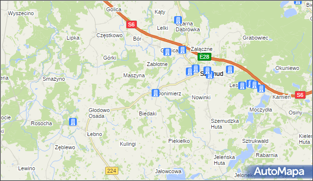 mapa Donimierz gmina Szemud, Donimierz gmina Szemud na mapie Targeo