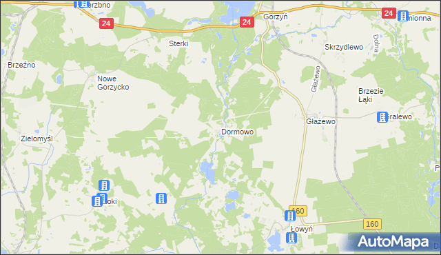 mapa Dormowo, Dormowo na mapie Targeo
