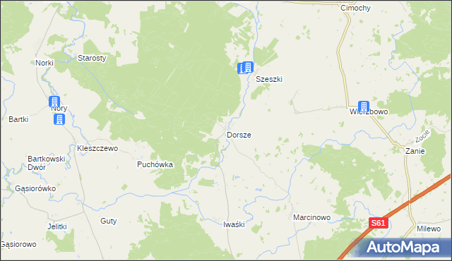 mapa Dorsze gmina Kalinowo, Dorsze gmina Kalinowo na mapie Targeo