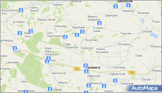 mapa Dosłońce, Dosłońce na mapie Targeo