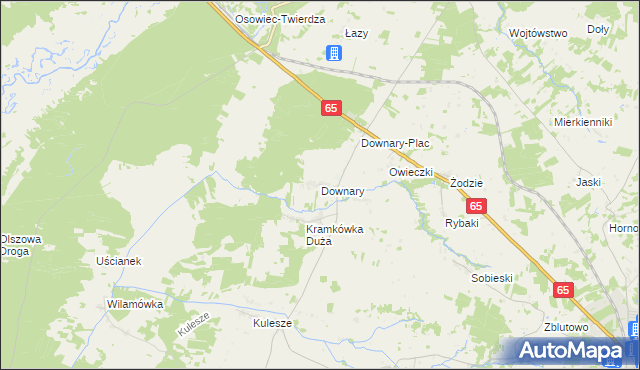 mapa Downary, Downary na mapie Targeo