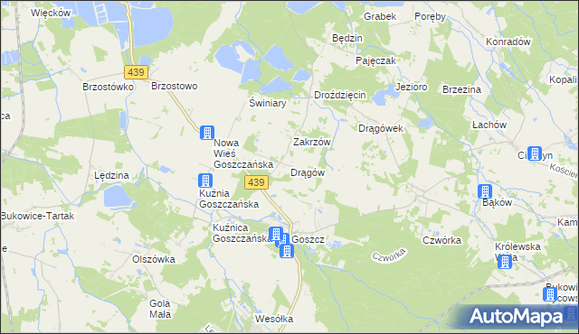 mapa Drągów, Drągów na mapie Targeo