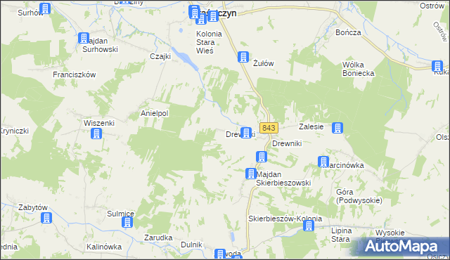 mapa Drewniki gmina Kraśniczyn, Drewniki gmina Kraśniczyn na mapie Targeo