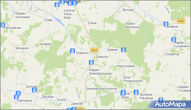 mapa Drewniki gmina Skierbieszów, Drewniki gmina Skierbieszów na mapie Targeo