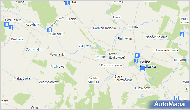 mapa Droblin gmina Leśna Podlaska, Droblin gmina Leśna Podlaska na mapie Targeo