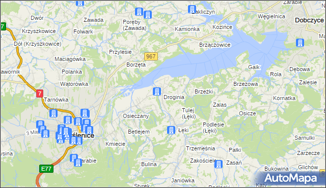 mapa Droginia, Droginia na mapie Targeo