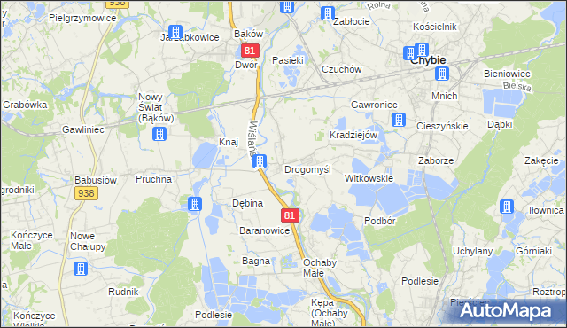 mapa Drogomyśl, Drogomyśl na mapie Targeo