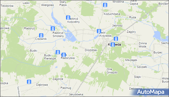 mapa Drożdżak, Drożdżak na mapie Targeo