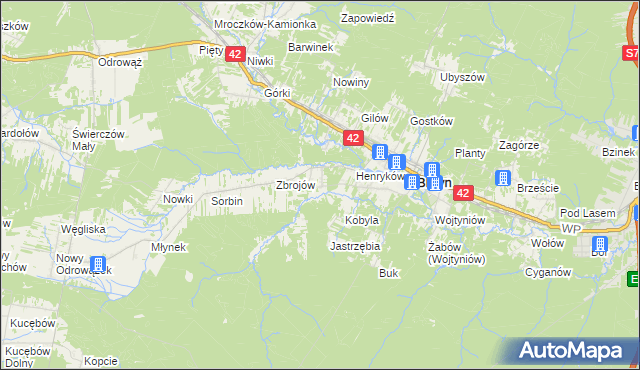 mapa Drożdżów, Drożdżów na mapie Targeo