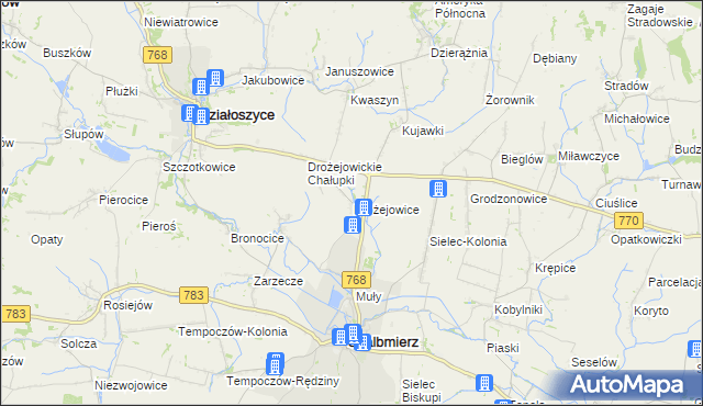 mapa Drożejowice, Drożejowice na mapie Targeo