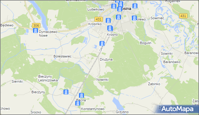 mapa Drużyna, Drużyna na mapie Targeo