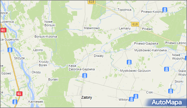 mapa Drwały gmina Zatory, Drwały gmina Zatory na mapie Targeo