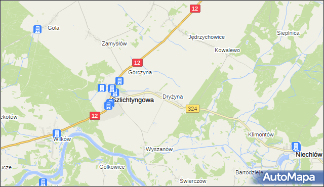 mapa Dryżyna, Dryżyna na mapie Targeo