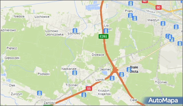 mapa Drzewce gmina Białe Błota, Drzewce gmina Białe Błota na mapie Targeo