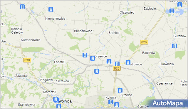 mapa Drzewce gmina Nałęczów, Drzewce gmina Nałęczów na mapie Targeo