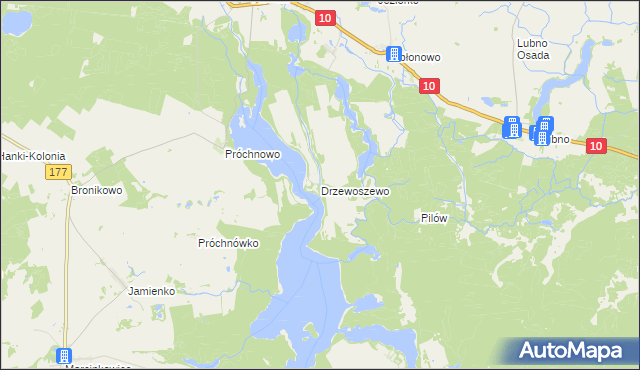 mapa Drzewoszewo, Drzewoszewo na mapie Targeo