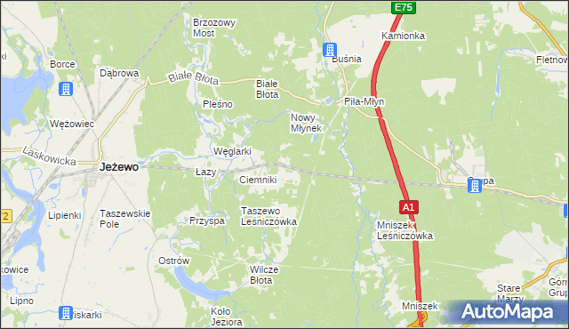 mapa Dubielno gmina Jeżewo, Dubielno gmina Jeżewo na mapie Targeo