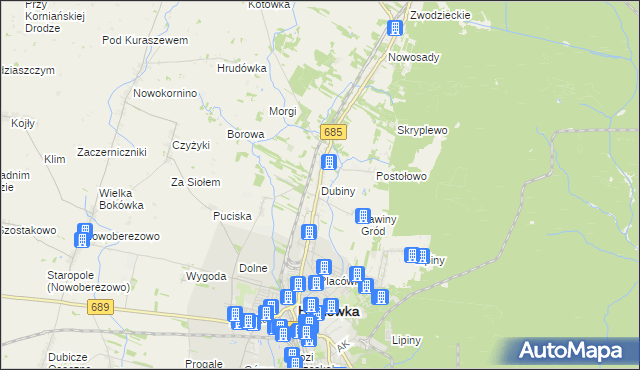 mapa Dubiny, Dubiny na mapie Targeo