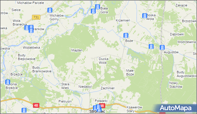 mapa Ducka Wola, Ducka Wola na mapie Targeo