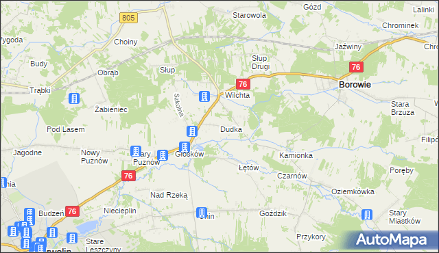 mapa Dudka gmina Borowie, Dudka gmina Borowie na mapie Targeo