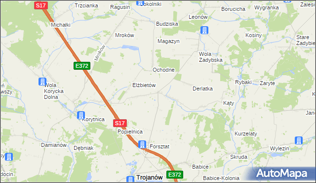 mapa Dudki gmina Trojanów, Dudki gmina Trojanów na mapie Targeo