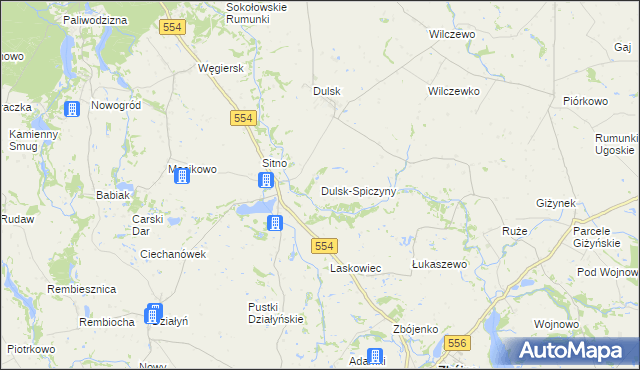 mapa Dulsk-Spiczyny, Dulsk-Spiczyny na mapie Targeo